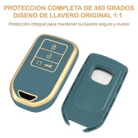 OFFCURVE Funda para Llavero de Honda de TPU Suave con 4 Botones Protector de Llavero Compatible con Honda Accord Civic CRV Jade Pilot Odyssey Vezel Porta Llaves Inteligente(Oro Azul)