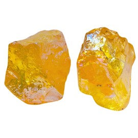 Amazing Gemstone 2 Pieces Yellow Aura Quartz Raw Crystals and Healing Stones, Natural Rocks for Meditation and DIY Raw Stones and Crystals