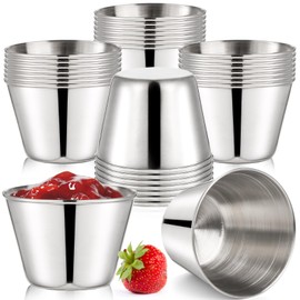 Lawei 30 Pack 1.5 oz Stainless Steel Sauce Cups, Small Individual Condiment Ramekins, Commercial Grade Dipping Cups, Portion Cups