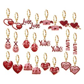 Valentine Day XOXO Hoop Earrings for Women Chic Enamel Love Heart Charm Drop Earrings Creative Funny Earrings Holiday Jewelry Gifts