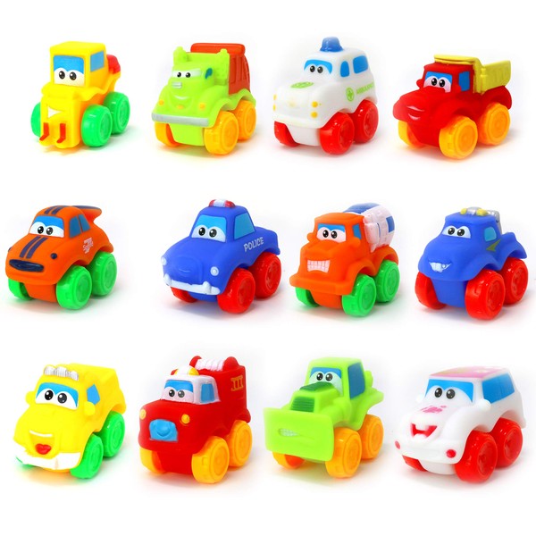 Big Mo's Toys Baby Cars - Soft Rubber Toy Vehicles for Babies and Toddlers - 12 Pieces