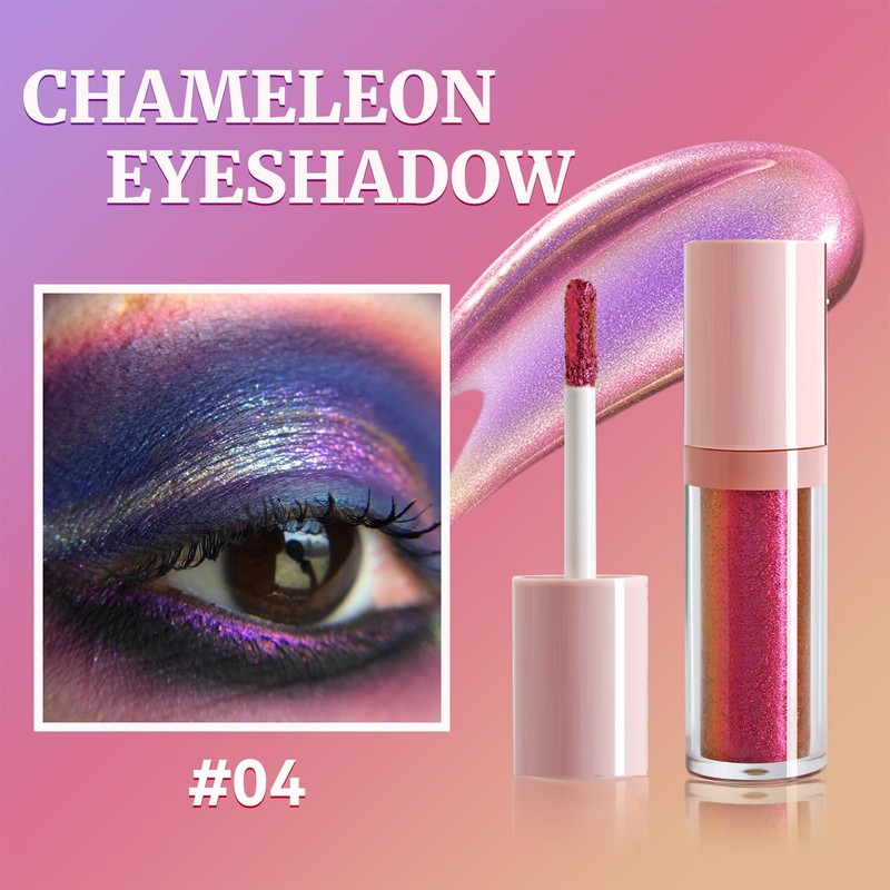 Glitter Eyeshadow Stick with Iridescent Shine, Metallic Liquid Eyeshadow, Chameleon