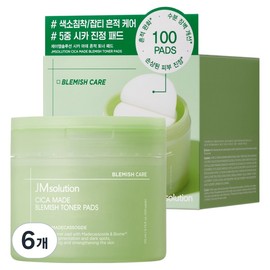 JM Solution Cica Made Blemish Soothing Toner Pads 170ml, 100 Pads, 6 Packs / 제이엠솔루션 시카 마데 흔적 진정 토너 패드 170ml, 100매입, 6개
