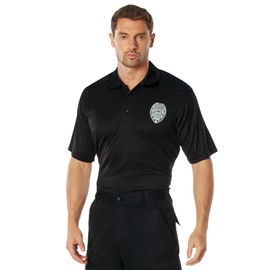 Rothco Moisture Wicking Security Polo Shirt with Badge, 3X-Large Black