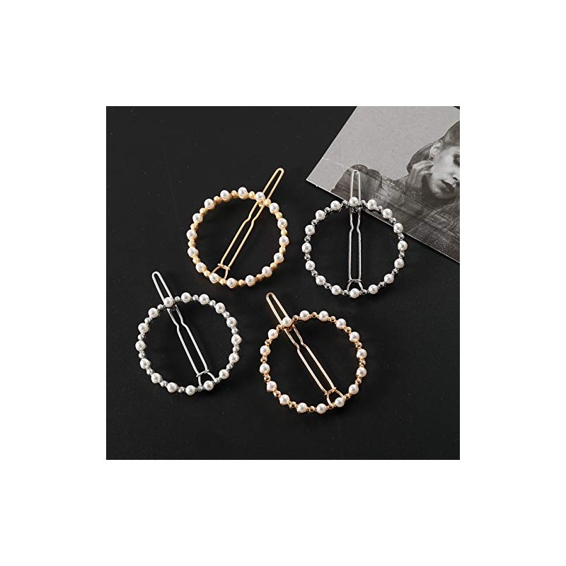 Pearl Round Gold and Silver Metal Ponytail Holder Side Hair