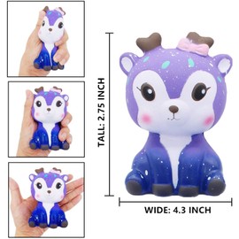 Yetech Jumbo Squishies Slow Rising Squishy Toys Galaxy Starry Packs Scented Squishy Squeeze Toy Stress Reliever Gift (Tooth + Panda + Unicorn + Deer)