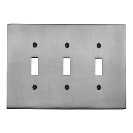Antique Pewter SWITCH HITS Triple Light Switch Wall Plate | 3 Toggle | 6.25" w * 4.50" h | Modern Electrical Outlet Cover Collection | Quality Switch Plates For All Configurations