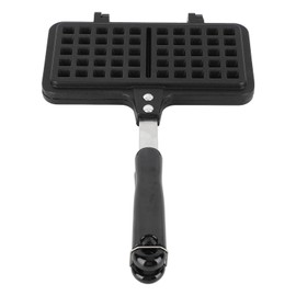 Double Waffle Baking Pan, Aluminum Stovetop Waffle Maker with Even Heating, Non Stick Coating, Compact Design, Multifunctional Use for Breakfast Delicacies, 8.3x13.0x1.2in