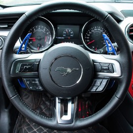Steering Wheel Shift Paddle Extended Shifter Trim Cover for Ford Mustang 2015~2020 Interior Decoration Accessories Aluminum Alloy (Blue)