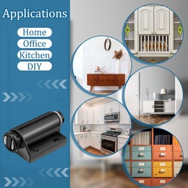 Gisafai 20 Pcs Magnetic Push to Open Door Latches Magnetic Touch Latch with Hardware Pop Out Push Latches for Cabinets Drawer Push Catch for Furniture Closet Door Kitchen (Black)