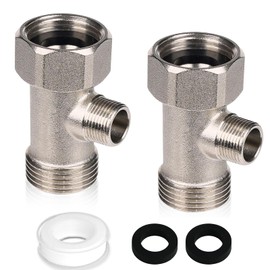 T Piece Water Connection, Pack of 2 3-Way Connection Valve Water Connection Distributor Toilet Connection Valve 3/8 Robust T Adapter for Home Bathroom Toilet Tank