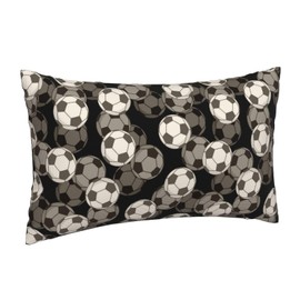 Soccer Football Sports Lumbar Pillows Covers Home Decor Soccer Balls Grey Black White 12x20 Pillow Cover Sets of 2 Couch Covers Room Decor Pillow Cases for Sofa Bedroom