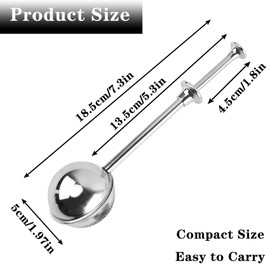 Powdered Sugar Shaker Duster, Flour Sifter for Baking, Baker's Dusting Wand Dispenser with Spring-Operated Handle One-Handed Operation, Stainless Steel Spices Sugar Strainer Steeper Tea Balls