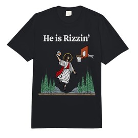 He is Rizzin' Jesus Basketball Christian Good Friday Easter Comfort Colors Adult Heavyweight T-Shirt