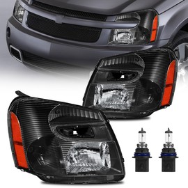 KUIPERAUTO Headlight Assembly Head Lamp Compatible with 2005-2009 Chevy Equinox with Black Housing/Clear lens/Amber Corner w/Bulb