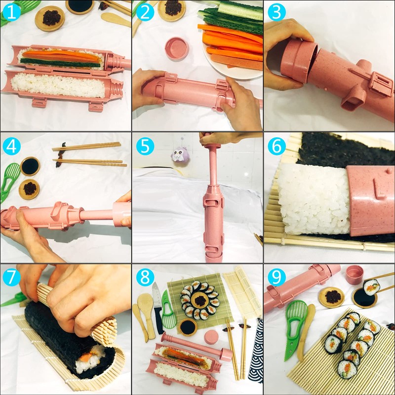 Thanice Upgraded Sushi Making Kit, 14-piece Sushi Kit Sushi Roller