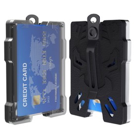 Fushing Badge Holders - 2 Packs Hard Plastic Vertical ID Badge Holders, Polycarbonate ID Card Holders with Metal Clips, Holds 1 to 6 Cards, Black