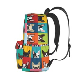 ACDRUING Cartoon Boston Terriers Bulldog Waterproof Backpack Adjustable Shoulder Straps Bag Large Capacity Casual Daypack Bookbag For Travel Work