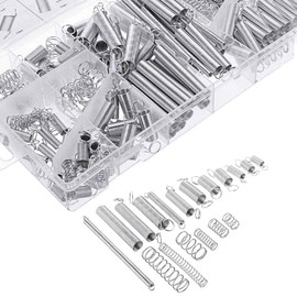 200 Piece Spring Assortment Set Kit, Various Sizes Extension and Compression Springs, Steel Springs with Box