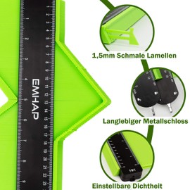 EMHAP Contour Gauge Large Lockable with Clamping Lever Extra Deep Set of 2 Contour Gauge with Lock Metal Professional Measuring Tool for Contours and Corners - Contour Gauge Contour Gauge Contour Guage
