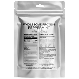 Wholesome Protein 100% Whey, Isolate Protein Blend Powder, Peppermint Flavor (18 - 54 Servings) Dietary Supplement Muscle Fitness - Size: 3 LBS