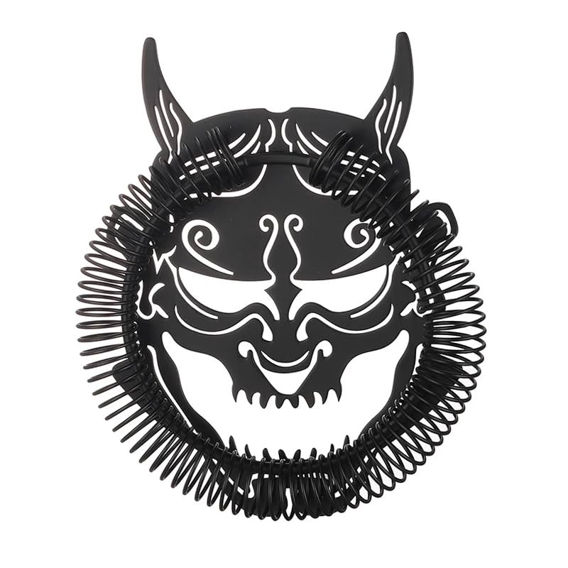 Matte Black Cocktail Strainer Bar Strainer with Demon Face Design