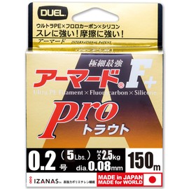 DUEL PE Line 0.2 No. Armored F+ Pro Trout 150M 0.2 No. Orange Trout, Tube Fishing H4113