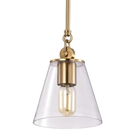 Nuvo Dover - 1 Light Small Pendant in Mid-Century Modern Style-9.5 Inches Tall and 7 Inches Wide-Vintage Brass Finish