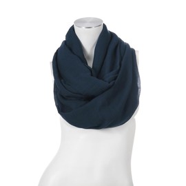 Majea Loop Cary Basic Women's Shawl Women's Scarf Neckerchiefs Plain Scarf - Navy 1, size: 170x80