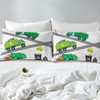 Boys Green Garbage Truck Bedding Set Cartoon Trash Truck Fitted