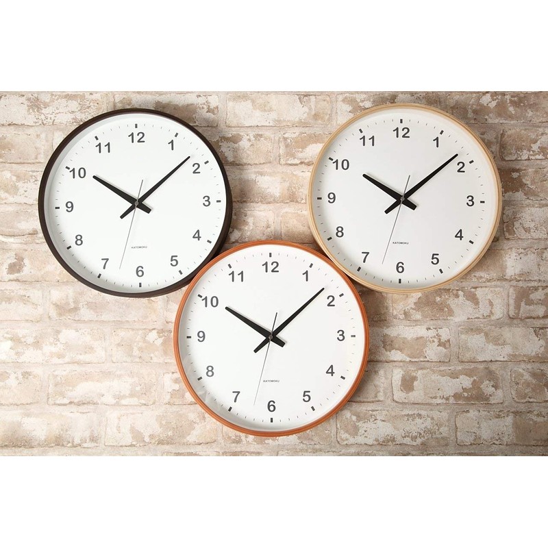 KATOMOKU plywood wall clock brown sweep (continuous second hand) km-35L