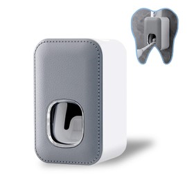 YUSHI Automatic Toothpaste Dispenser with Wall Mounted,Kids Hands Free Squeezer,Waterproof,Dust and Trackless Installation,Tooth Paste Holder for Washroom,Children,Adults,1 Pieces, Grey