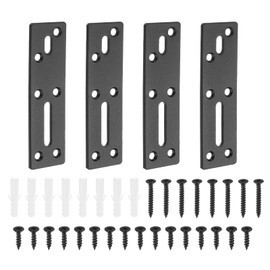 uxcell Straight Steel Flat Plate, 4Pcs 117x35mm - Heavy Duty Mending Plate with Holes, Metal Reinforcement Mounting Plate Joining Bracket with Screws for Repair Framing Gazebo (Black)
