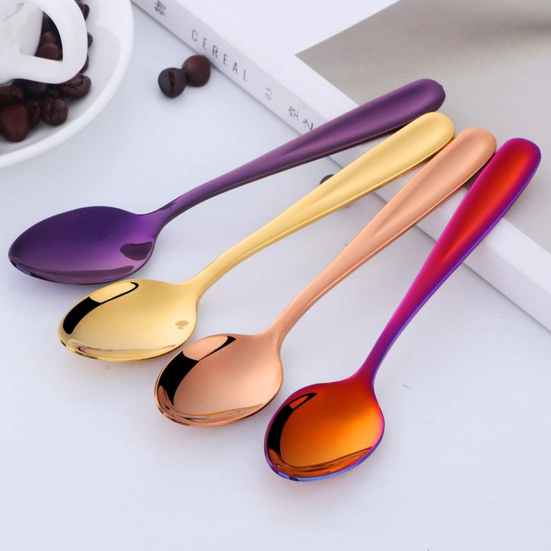 SBOMHS Teaspoons Set of 8, Coffee Spoons/Dessert Spoons, 5.5inch/14cm (Coloured)
