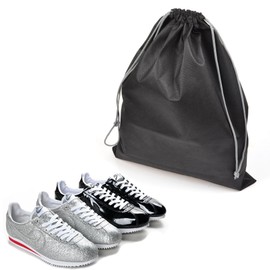 Cosmos 10 Pcs Travel Shoe Bags Shoe Organizer Pouch Storage String Bags for Travel Trip Carrying Packing, Dust-proof Non-Woven Fabric in Dual Drawstring Closure, 17.5" x 13.5" (Black)