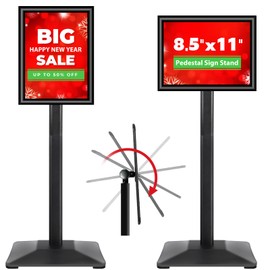 VAIIGO Pedestal Sign holder Stand 8.5x11inch Adjustable Standing Floor Sign Stand with Heavy Base & Snap Frame Display Stand for Indoor Outdoor Business Store Sign Holder Poster Stand (Black)