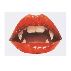 'Vampire Lips' Temporary Tattoo - Water Resistant, Skin-Safe, Non-Toxic Transfer (TO00085737)