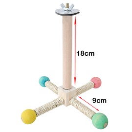 Birds Toy Wooden Carousel Perches for Budgies Parrot Bird Playground Hanging Play Stand for Bird Cages (Wood Colour, M)