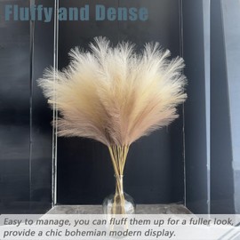 Wttisel 38" 10 Stems Faux Pampas Grass Decor - Tall Pampas Grass for Floor Vase Fluffy Artificial Pampas Grass for Boho Home Wedding Mothers Day Decoration（Beige Mixed）
