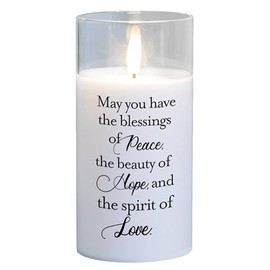 Elanze Designs May You Have The Blessing of Peace White 6 x 3 Glass Candle in Glass