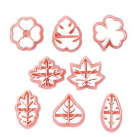 Cookie Cutter Leaf, Kitchen Fondant Cutter, Pastry Fondant Shape for Kitchen Baking, Set of 8 Pressable Soft Clay Moulds
