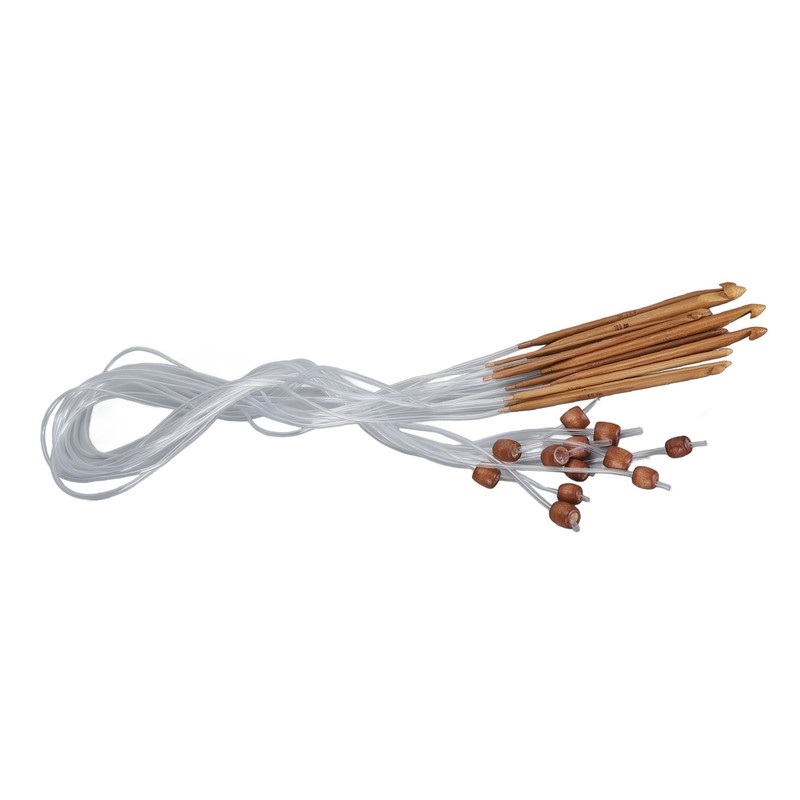 12pcs Afghan Rug Crochet Hook Handicraft Carbonized Bamboo Tunisian Crochet