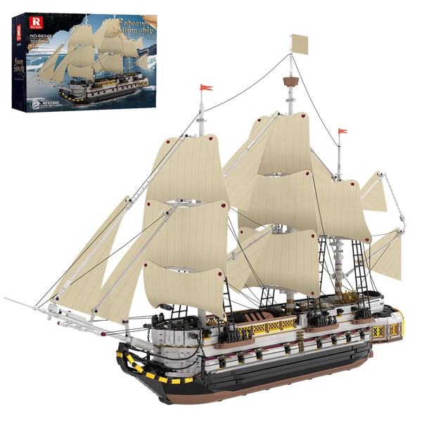 Reobrix Large Sailing Ship Model Building Blocks Kit, Sailing Boat