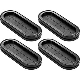 Poppstar Set of 4 Oval Cable Grommets (91 x 37 x 11 mm) Rubber Cable Protection Grommets for Cable Feeding, Colour: Black