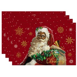 African American Christmas Christmas Placemats Black Santa Claus Table Mats Christmas Decor Merry Christmas Decorations for Home Party