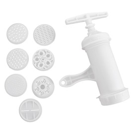 Manual Pasta Machine,White Noodle Making Machine with 7 Different Printing Molds,Plastic Noodle Press Maker,Noodle Maker Cutter Press Mould