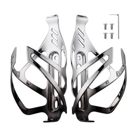 Corki Cycles Bike Water Bottle Holder Aluminum Alloy, Universal Bike Water Bottle Cage for Road, Mountain and Gravel Bikes - 2 Pack - Black&Silver