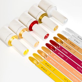 VENALISA Gel Nail Polish Set, 5 Colors 10ML Gel Polish Kit Jelly Color Brown Yellow Orange Red Cat Eye Glitter Soak Off Salon Manicure DIY at Home Nail Art For Girls Women