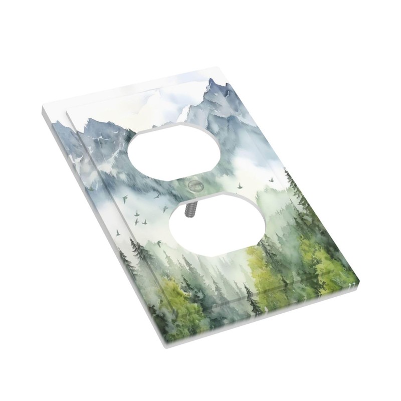 ybclf Rustic Green Misty Forest Tree Outlet Covers Light Switch