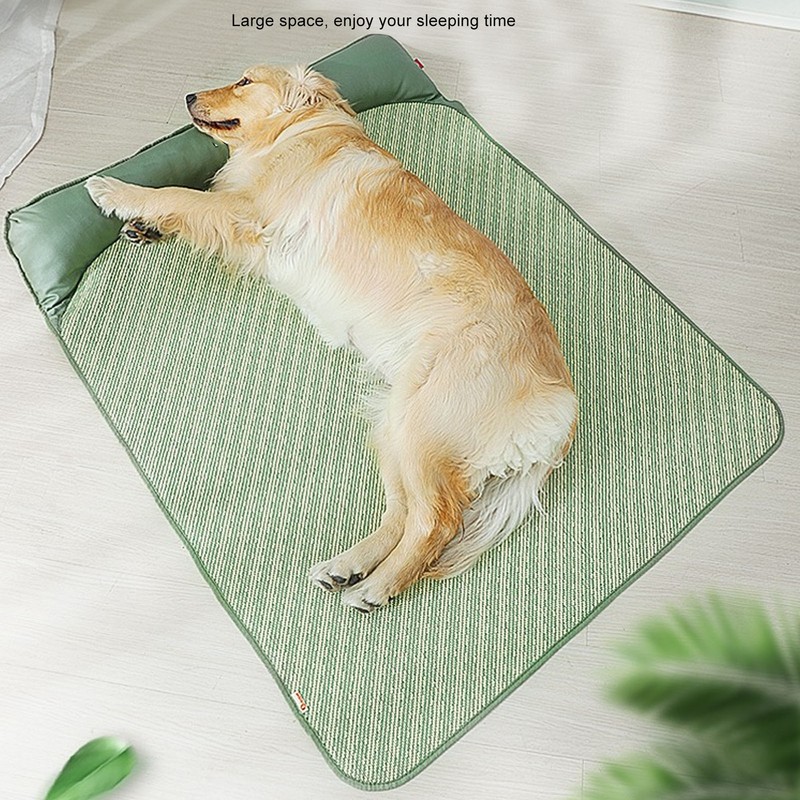 Dog Cooling Mat Breathable Portable Rattan Bed Pet Summer Sleeping